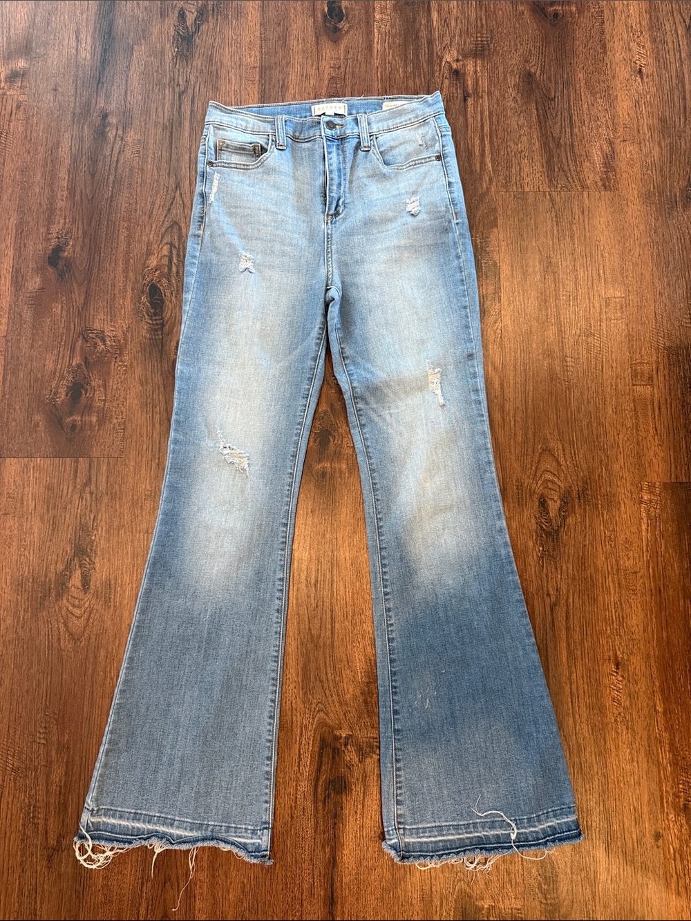 Harper Light Blue Distressed Flare Jeans